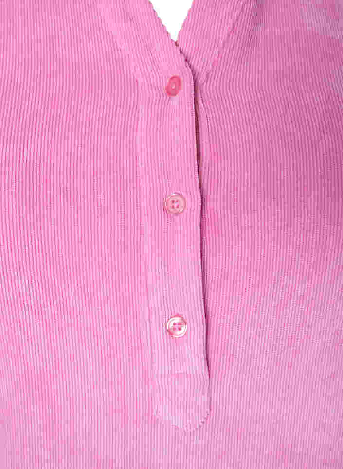 Fløjlskjole med 3/4 ærmer og knapper, Begonia Pink, Packshot image number 2