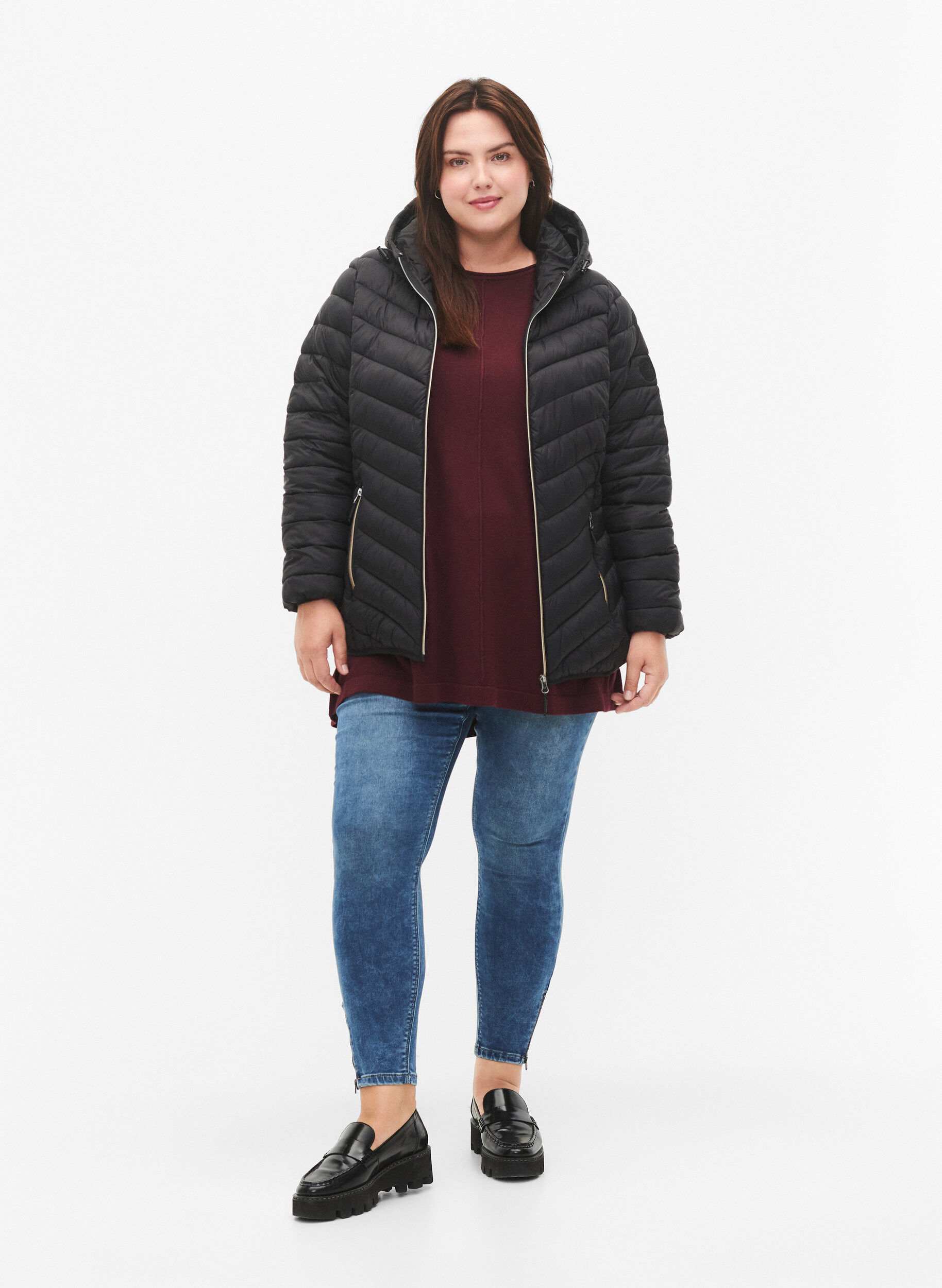 ZizziLetv&aelig;gts jakke med h&aelig;tte, Sort, Model image number 1
