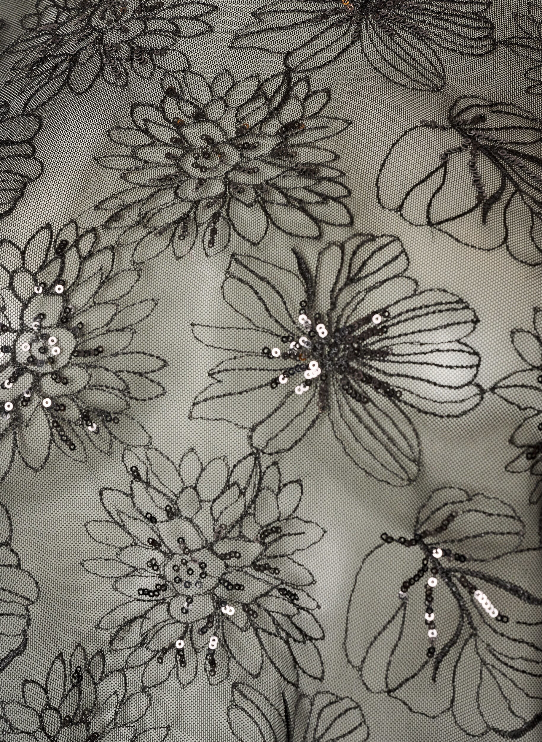ZizziMeshbluse med blomster og pailletter, Sort, Packshot image number 2