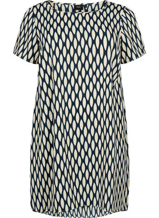 Printet kjole med korte ærmer, Oval AOP, Packshot image number 0