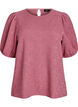 Bluse med struktur og korte &aelig;rmer, Lyser&oslash;d, Packshot image number 0