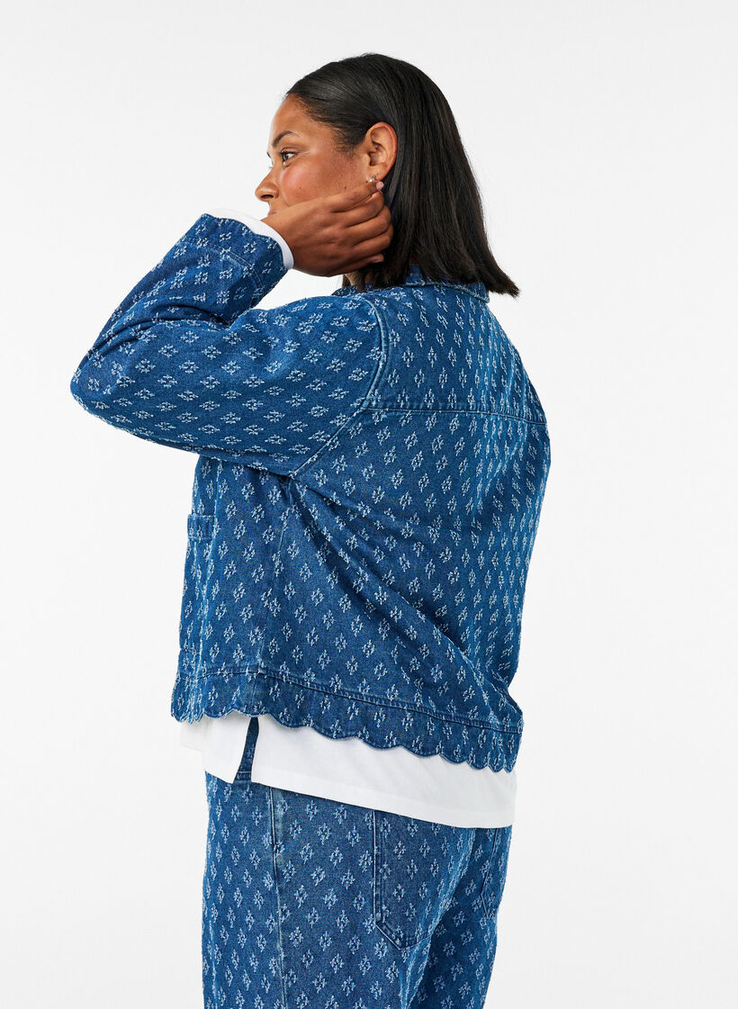 Denimjakke med distressed m&oslash;nster, Bl&aring;, Model image number 2