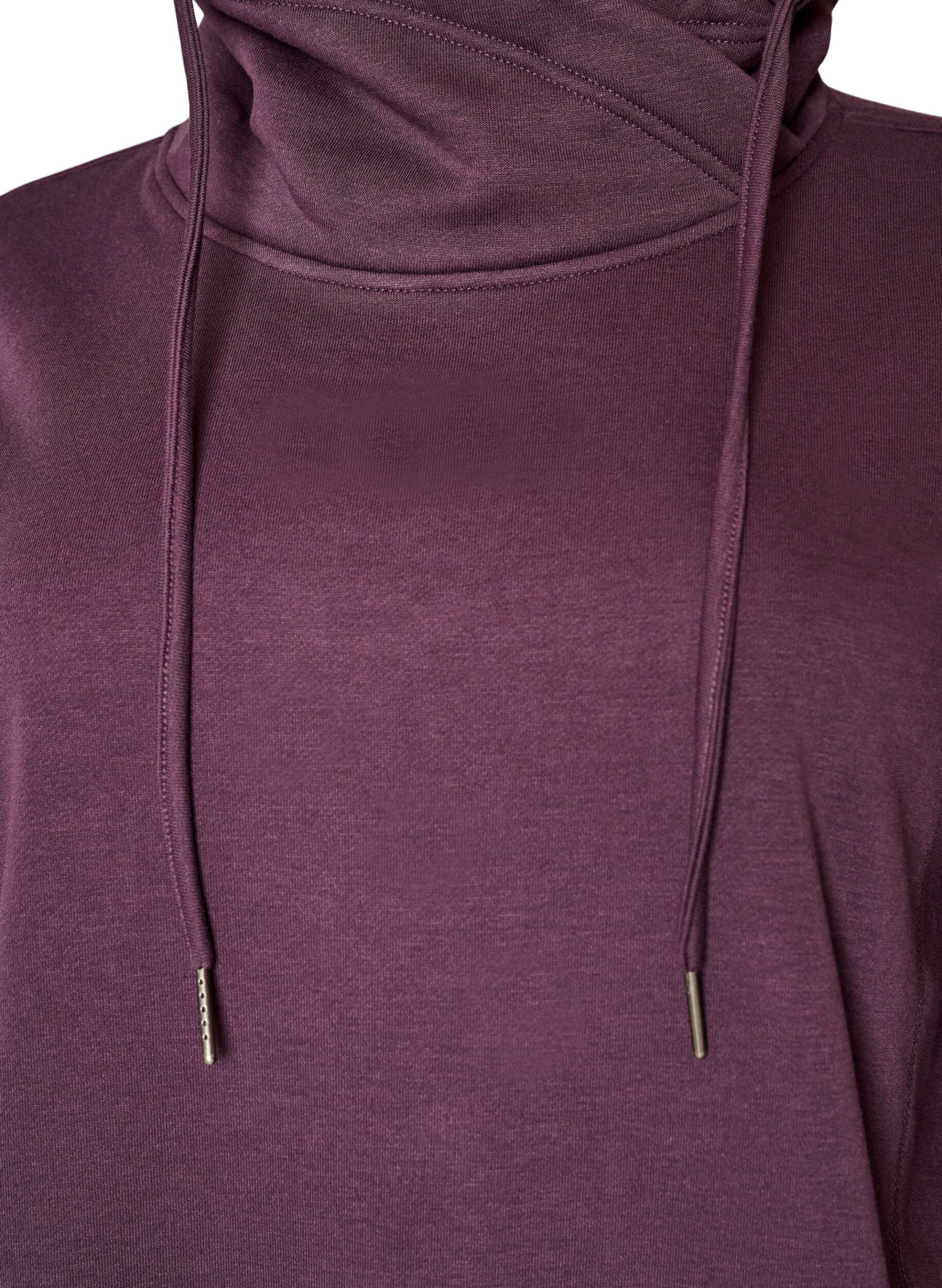 ZizziSweatshirt med h&oslash;j krave og lommer, Lilla, Packshot image number 2