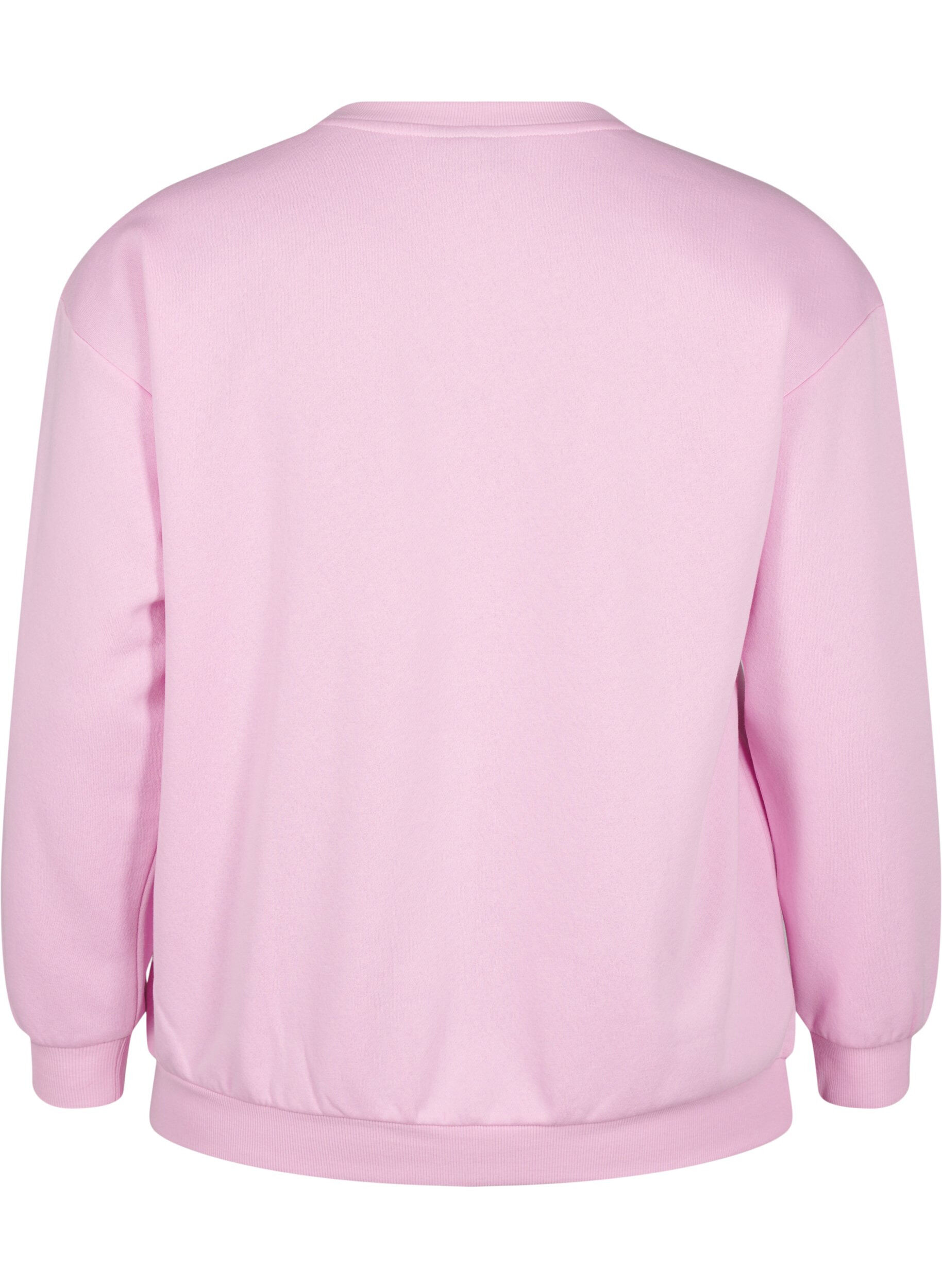 Zizzi Sweatshirt med frontmotiv, Lyser&oslash;d, Packshot image number 1