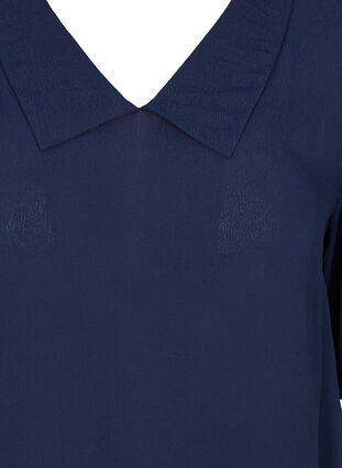 Viskose bluse med v-udskæring og krave, Navy Blazer, Packshot image number 2