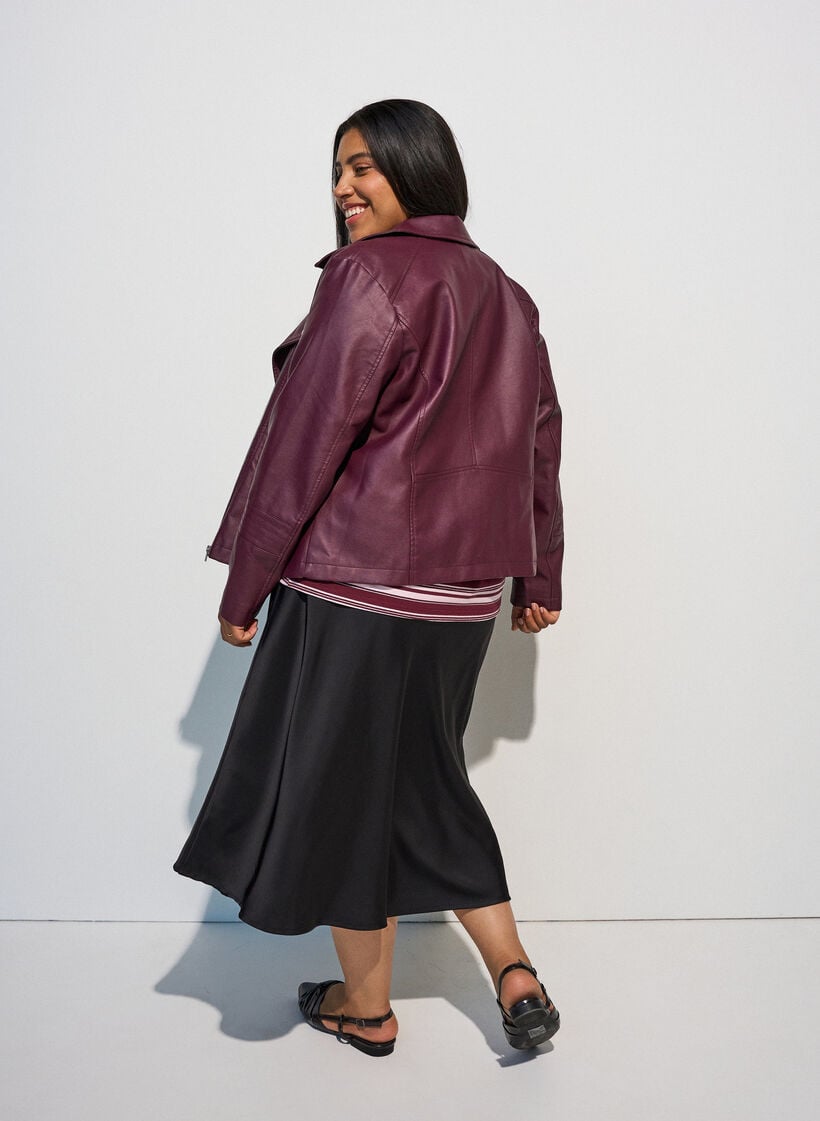 Satin midi-nederdel, Sort, Model image number 2