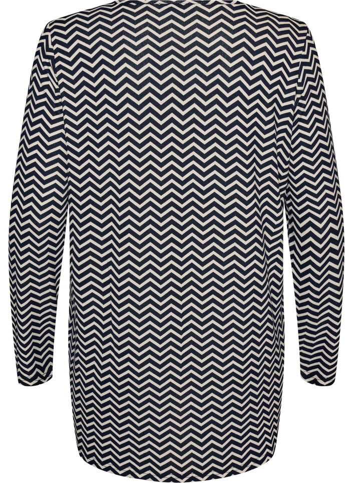 M&oslash;nstret bluse med lange &aelig;rmer, Bl&aring;, Packshot image number 1