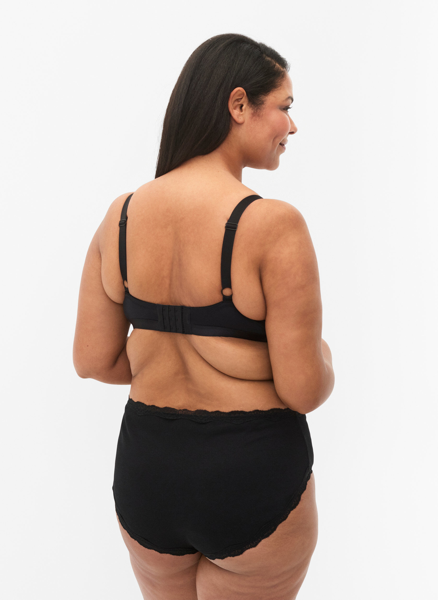 Zizzi 2-pak trusse med blondekant, Black/Black, Model image number 1