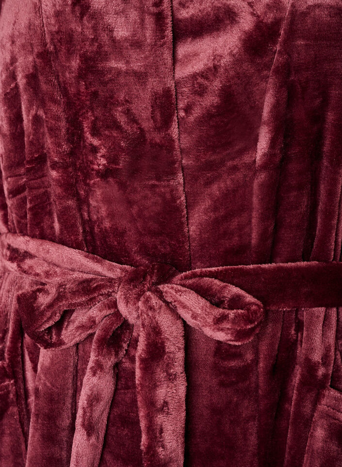 Morgenk&aring;be i bl&oslash;d velour med lommer, R&oslash;d, Packshot image number 2
