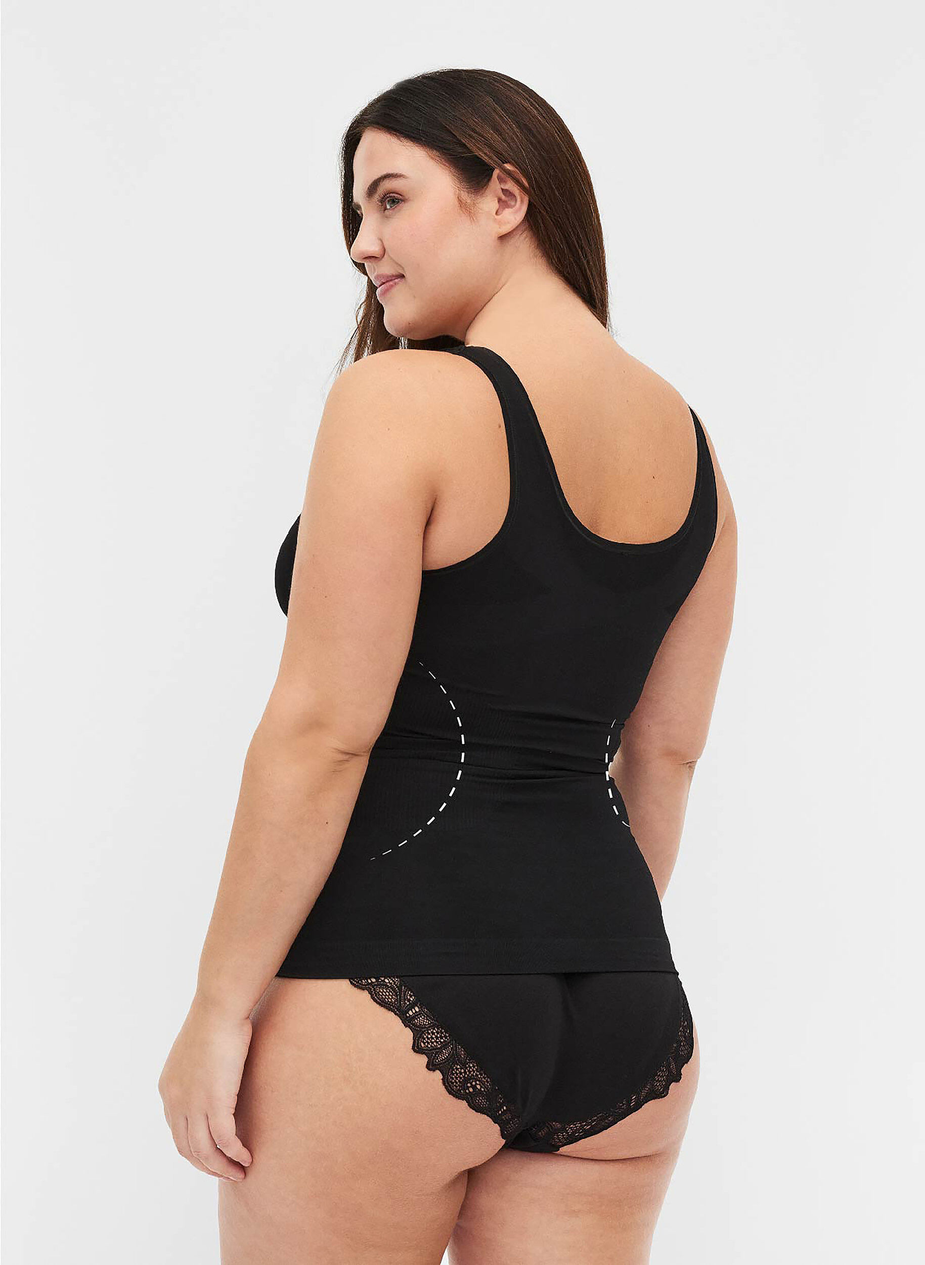 Zizzi Shapewear top med brede stropper, Sort, Model image number 1