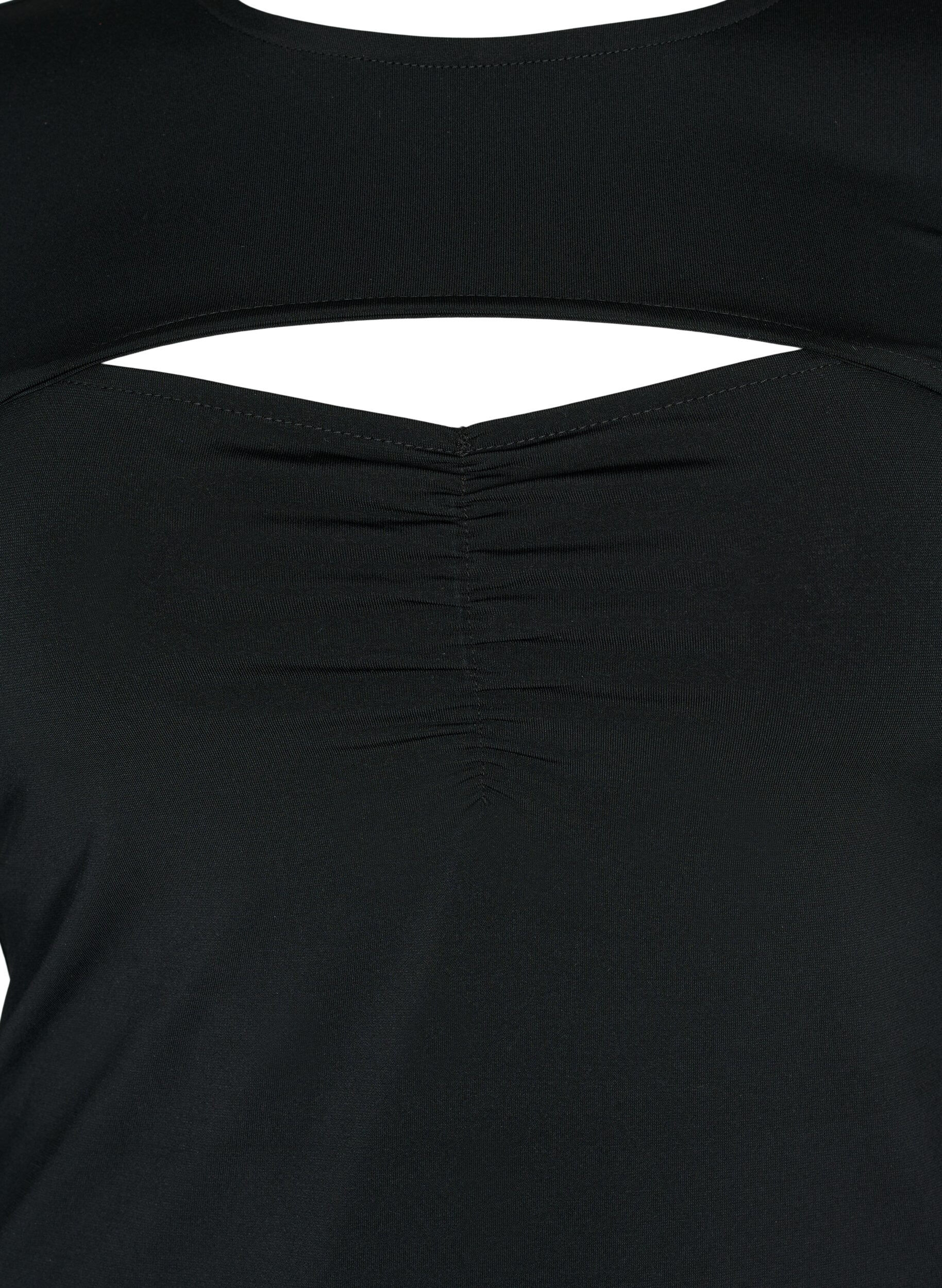 Zizzi Cut-out bluse med lange &aelig;rmer, Black, Packshot image number 2