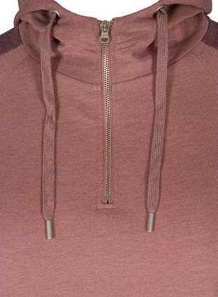Sweatshirt med hætte og lomme, Rose Taupe Melange, Packshot image number 2