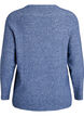 Meleret strikbluse med rund hals, Bl&aring;, Packshot image number 1