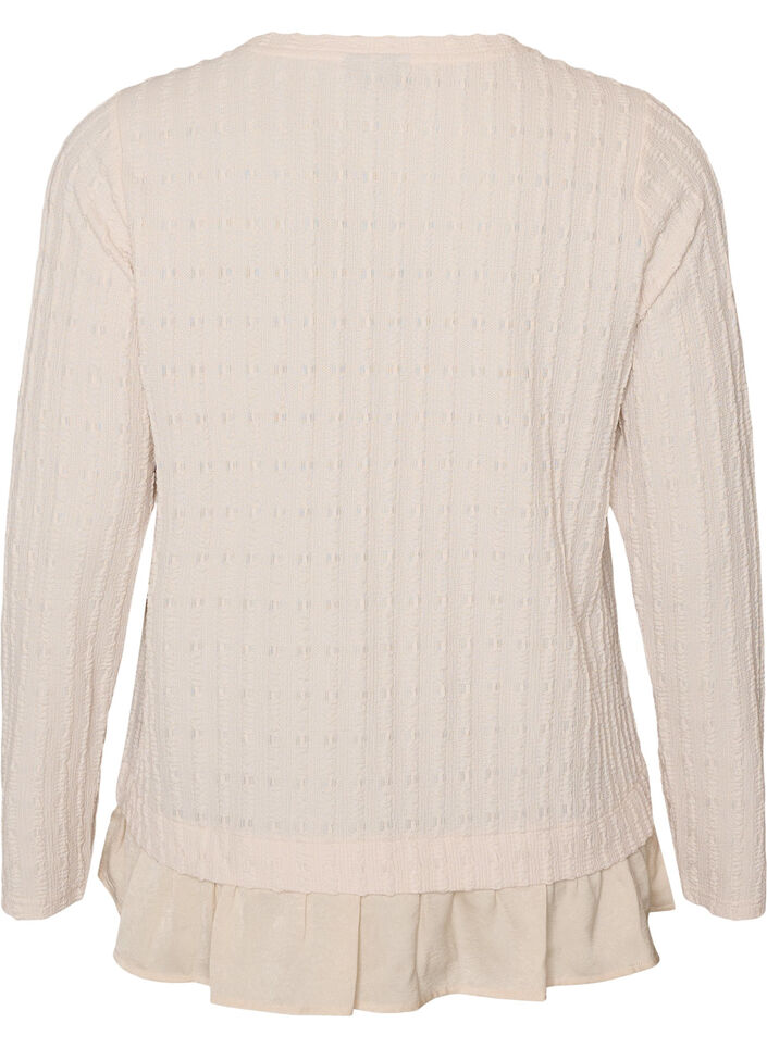 Struktureret bluse med fl&aelig;sekant, Vanilla, Packshot image number 1
