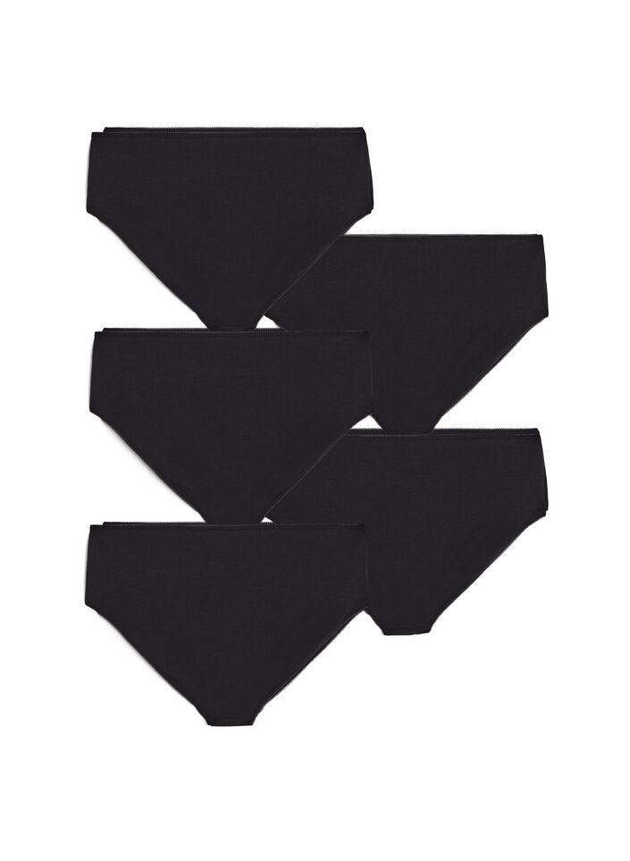 5-pak bomulds trusse med regul&aelig;r talje, Sort, Packshot image number 1