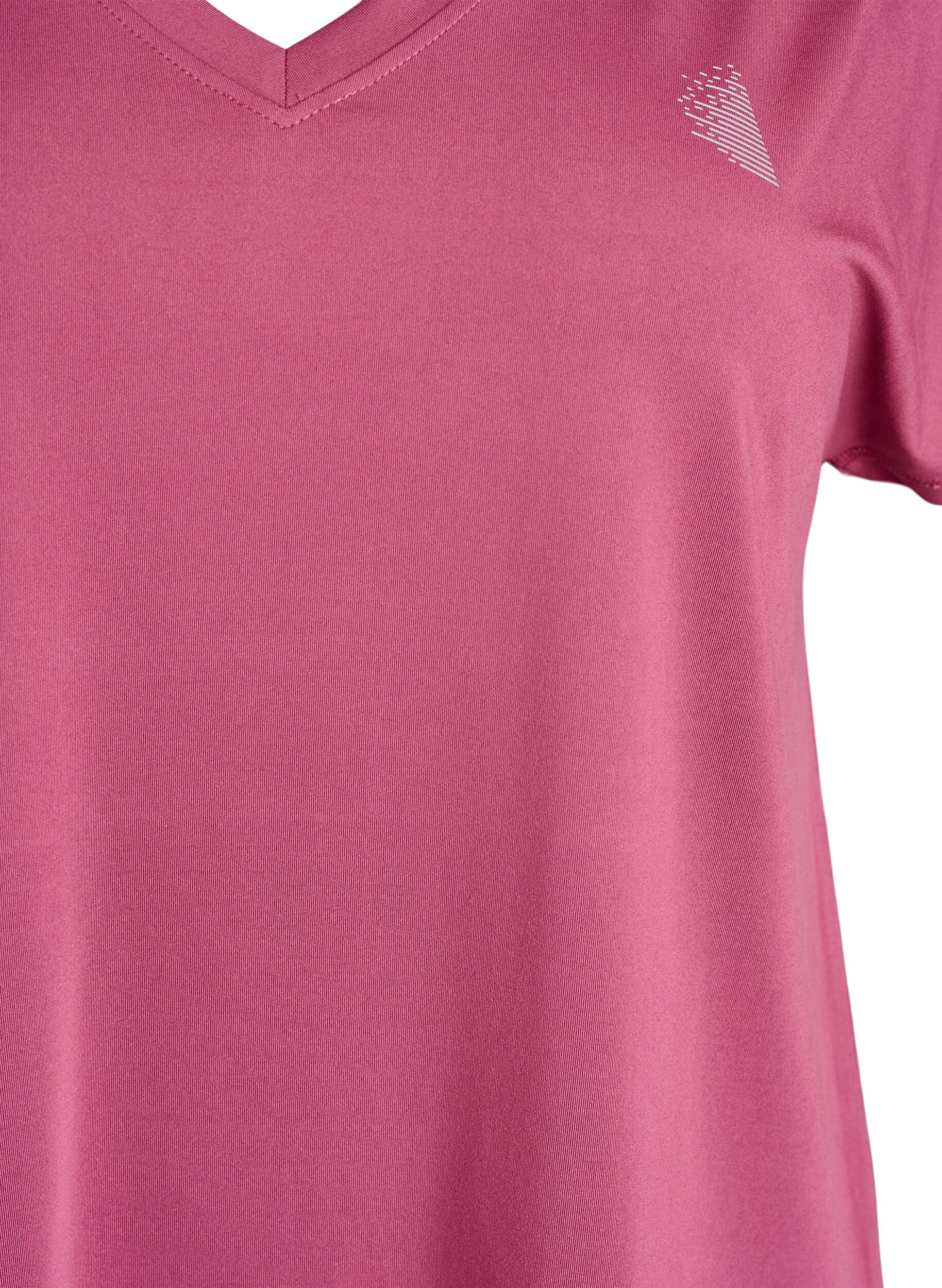 ZizziL&oslash;s tr&aelig;nings t-shirt med v-hals, R&oslash;d, Packshot image number 2