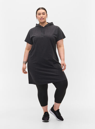 Sweatkjole med hætte og korte ærmer, Black DGM ASS, Model image number 2