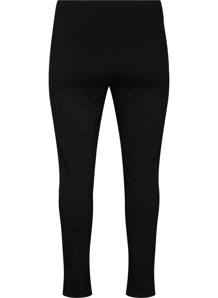 Viskose leggings med slids foran, Black, Packshot image number 1
