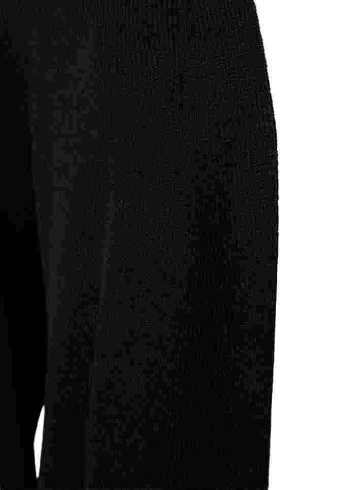 Lang strikket cardigan med ballonærmer, Black, Packshot image number 2