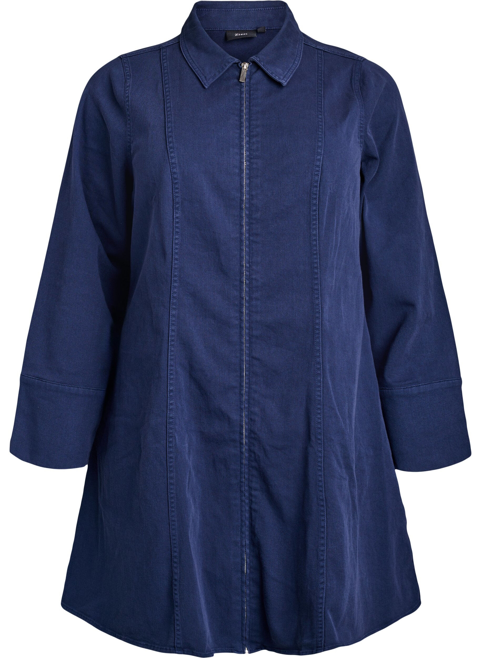 Kort kjole i stretch-twill med lynl&aring;s