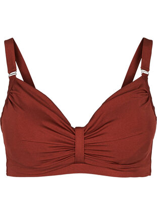 Bikini overdel med draperinger, Rusty Red, Packshot image number 0