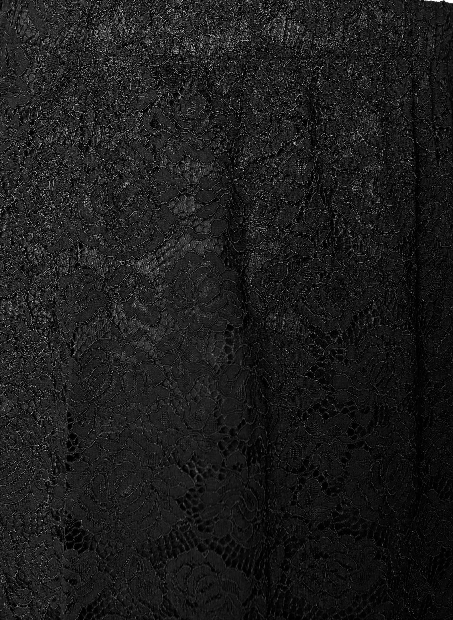 Zizzi Midinederdel i blonde med elastisk talje, Sort, Packshot image number 2