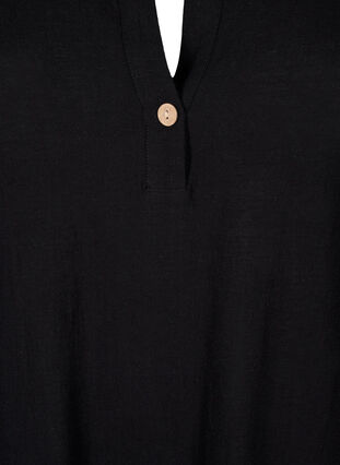 3/4 ærmet tunika i bomuldmix med hør, Black, Packshot image number 2