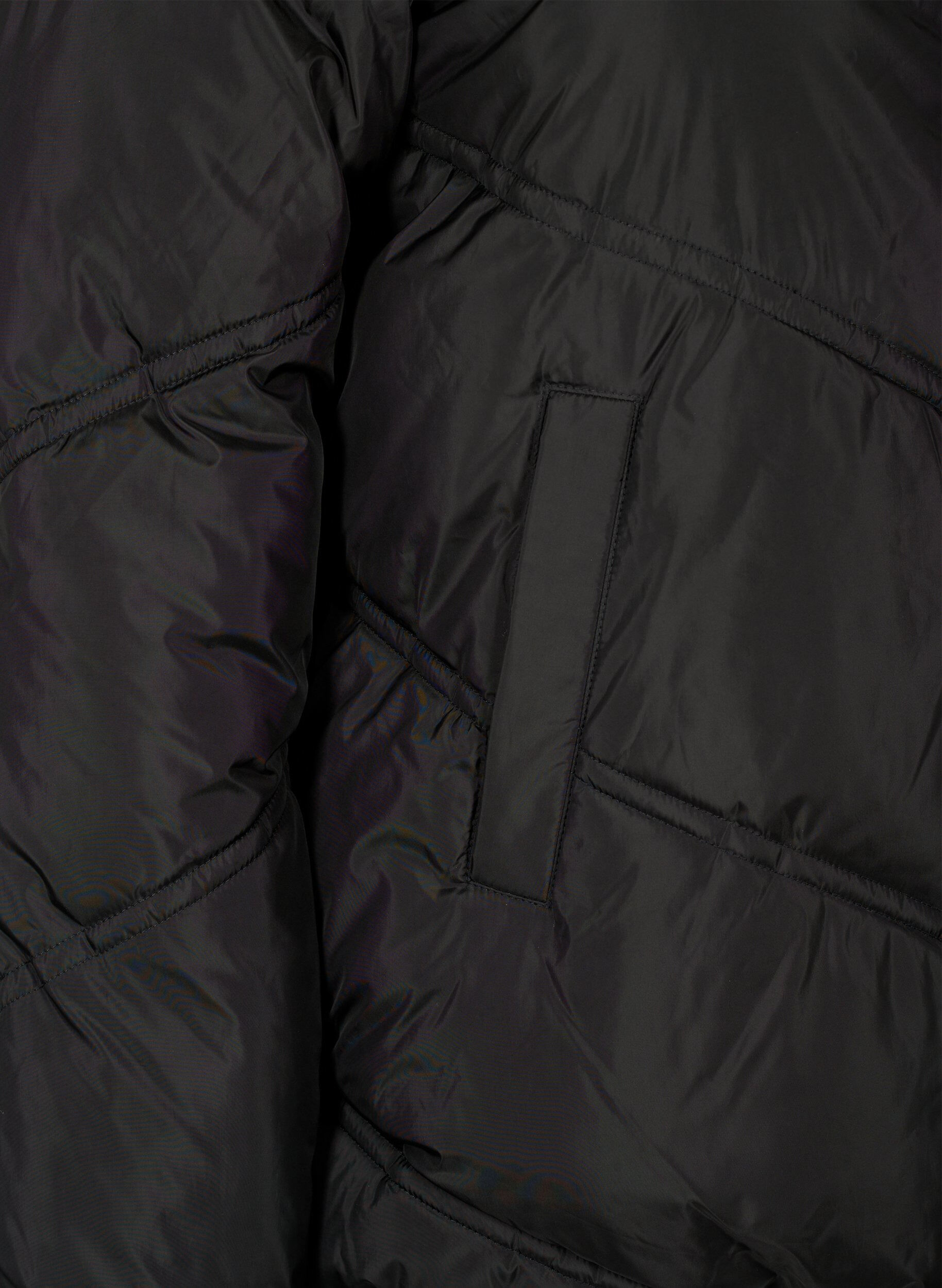Zizzi Kort puffer vinterjakke med lommer, Black, Packshot image number 3