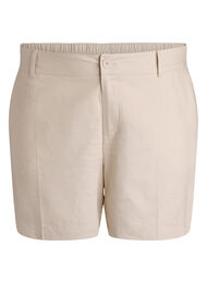 Bermudashorts i h&oslash;r og viskose med h&oslash;j talje, Beige