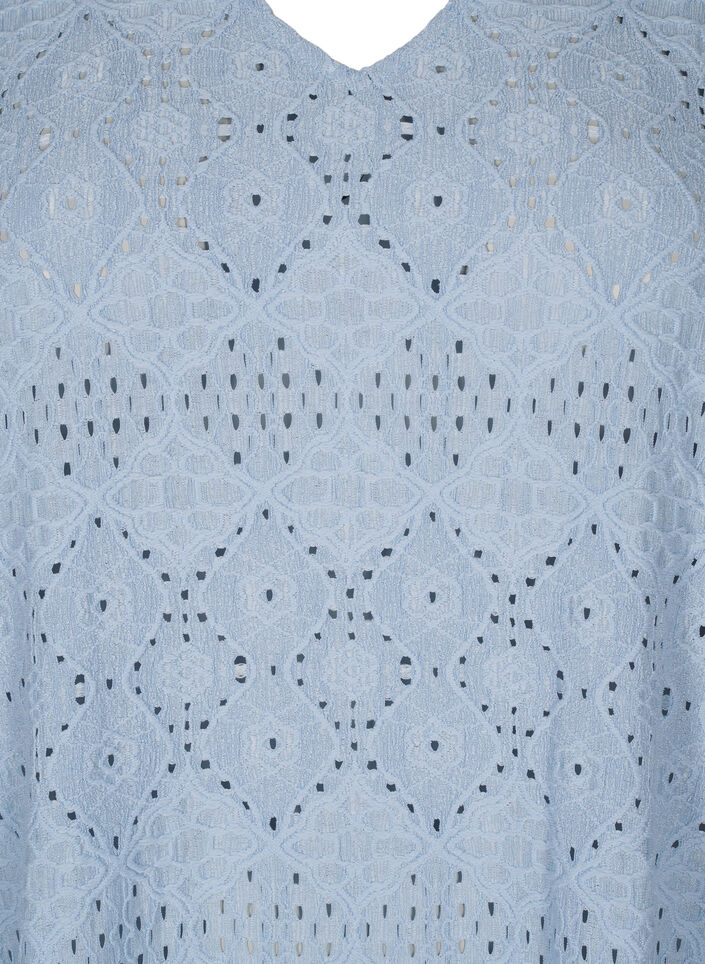 Kort kjole med v-hals og hulmønster, Cashmere Blue, Packshot image number 2