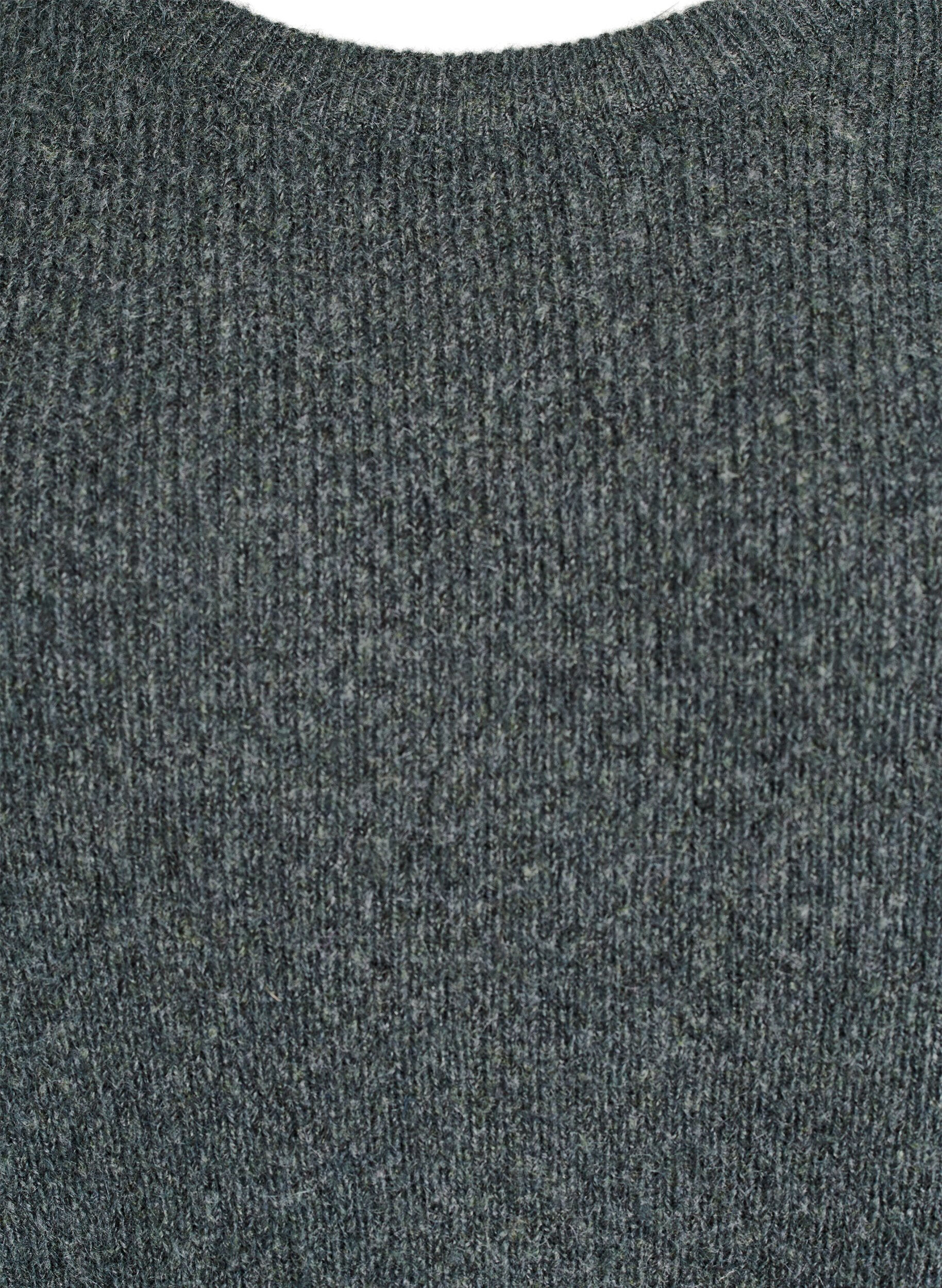 Zizzi Meleret strikbluse med rund hals, Gr&oslash;n, Packshot image number 2