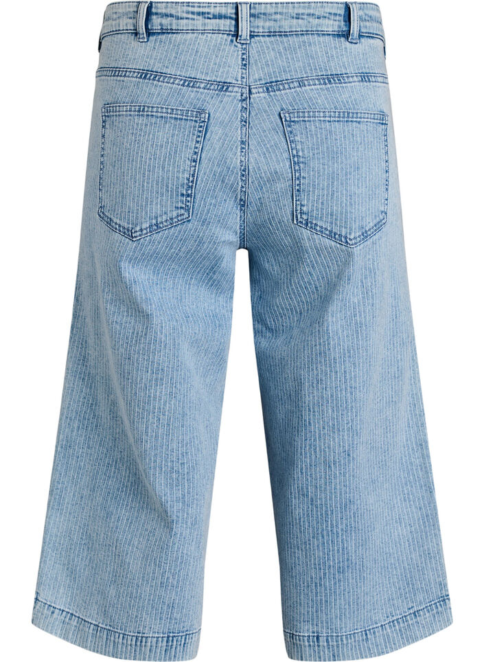 N&aring;lestribede culotte jeans med brede ben, Bl&aring;, Packshot image number 1