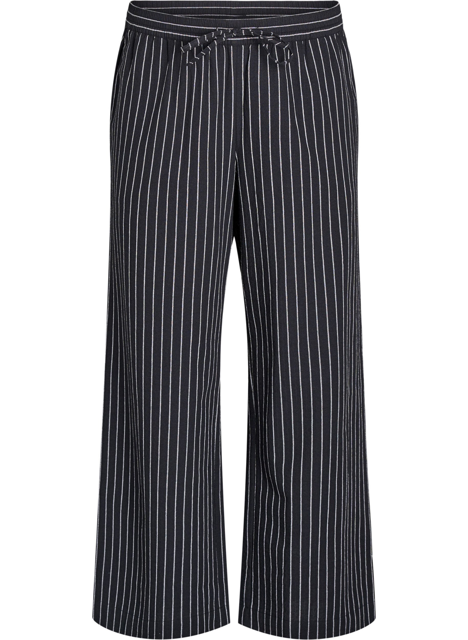 Zizzi L&oslash;se bukser med h&oslash;j talje og lommer, Sort, Packshot image number 0