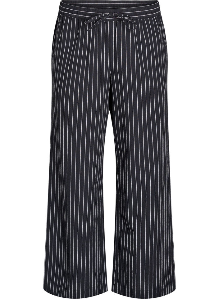 L&oslash;se bukser med h&oslash;j talje og lommer, Sort, Packshot image number 0