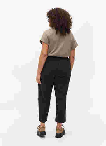 Cropped bukser i bomuld, Black, Model image number 1