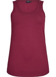Ensfarvet basis top i bomuld, M&oslash;rk Bordeaux