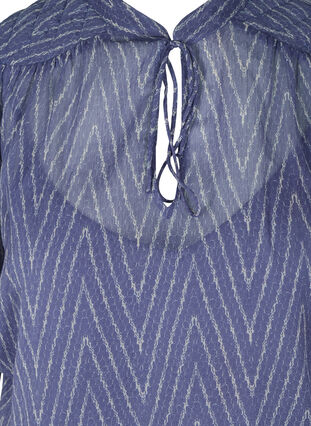 Kortærmet bluse med bindedetalje , Blue Indigo AOP, Packshot image number 2