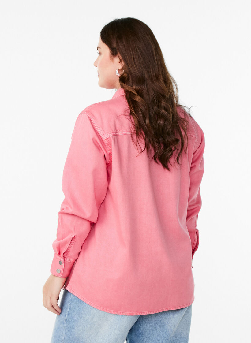 Denimskjorte med brystlommer , Lyserød, Model image number 2