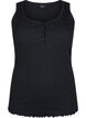 Rib tanktop med knapper, Black, Packshot image number 0