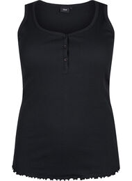 Rib tanktop med knapper, Black