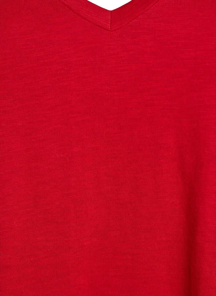 Kort&aelig;rmet basis t-shirt med v-hals, R&oslash;d, Packshot image number 2