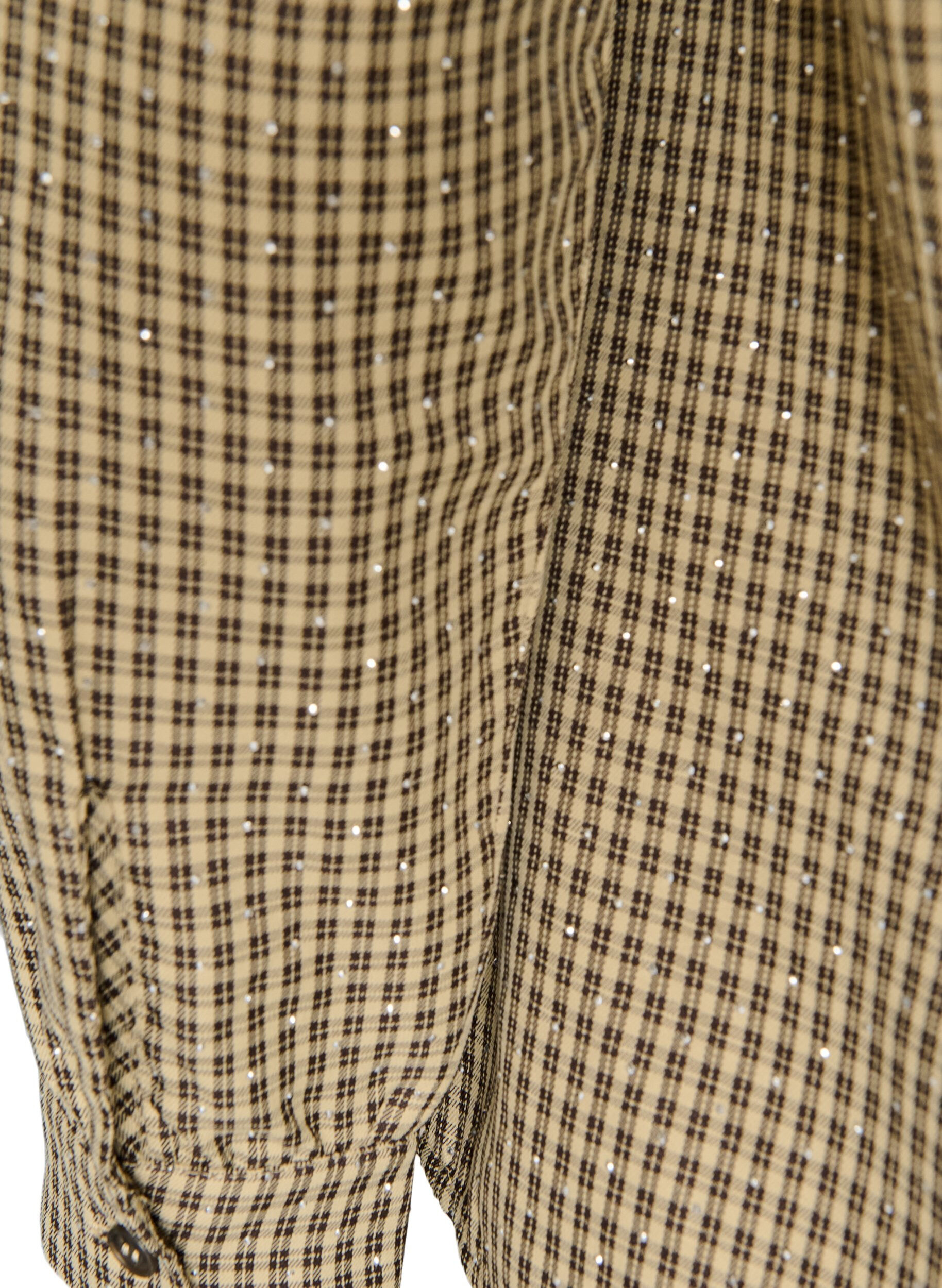 ZizziSkjorte med sm&aring;ternet m&oslash;nster og rhinsten, Brun, Packshot image number 3