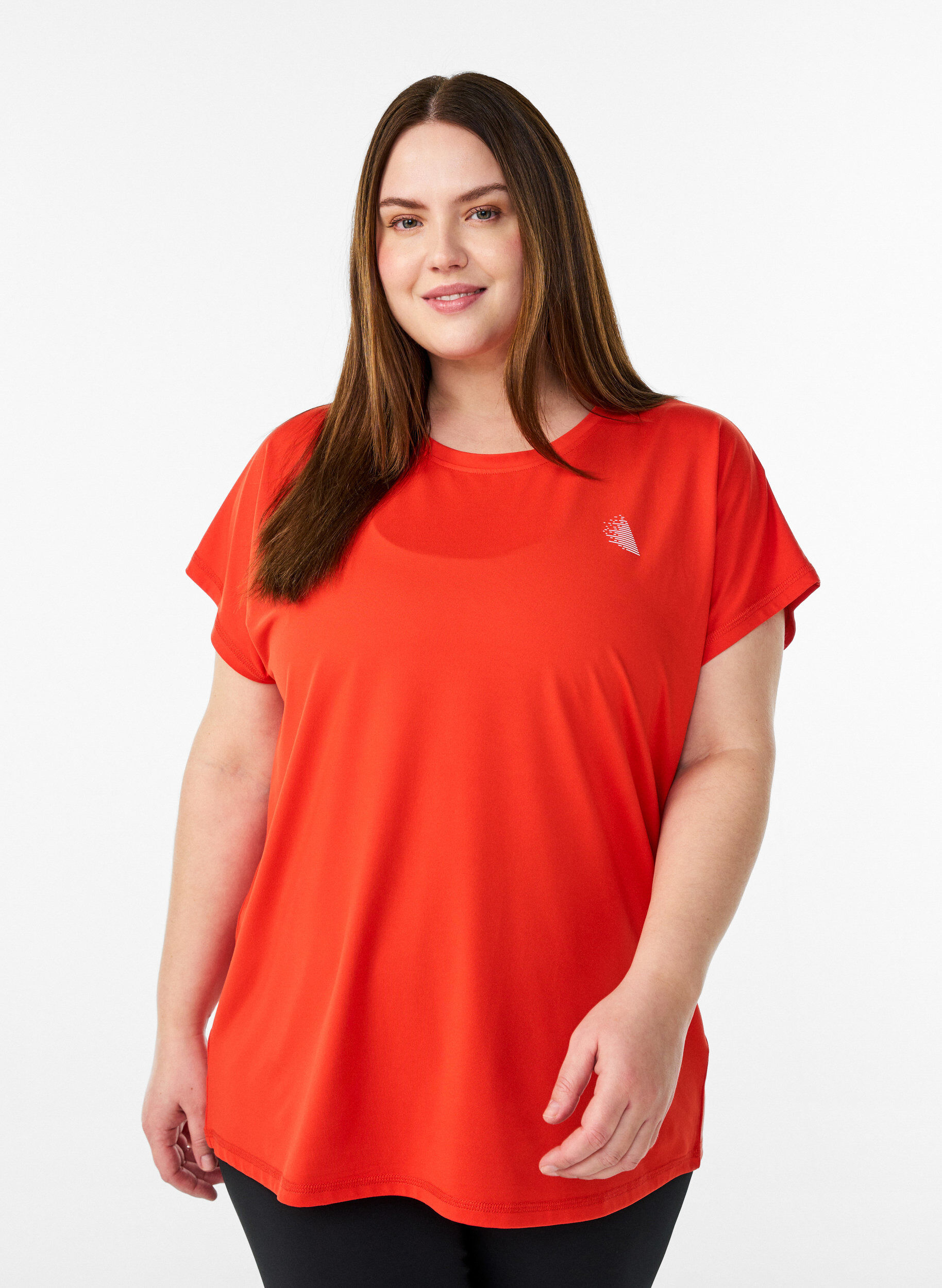 Ensfarvet tr&aelig;nings t-shirt, Orange, Model