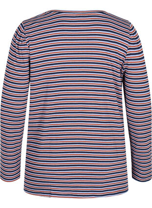 Stribet bluse med lange ærmer, Mahogany/Navy Stripe, Packshot image number 1