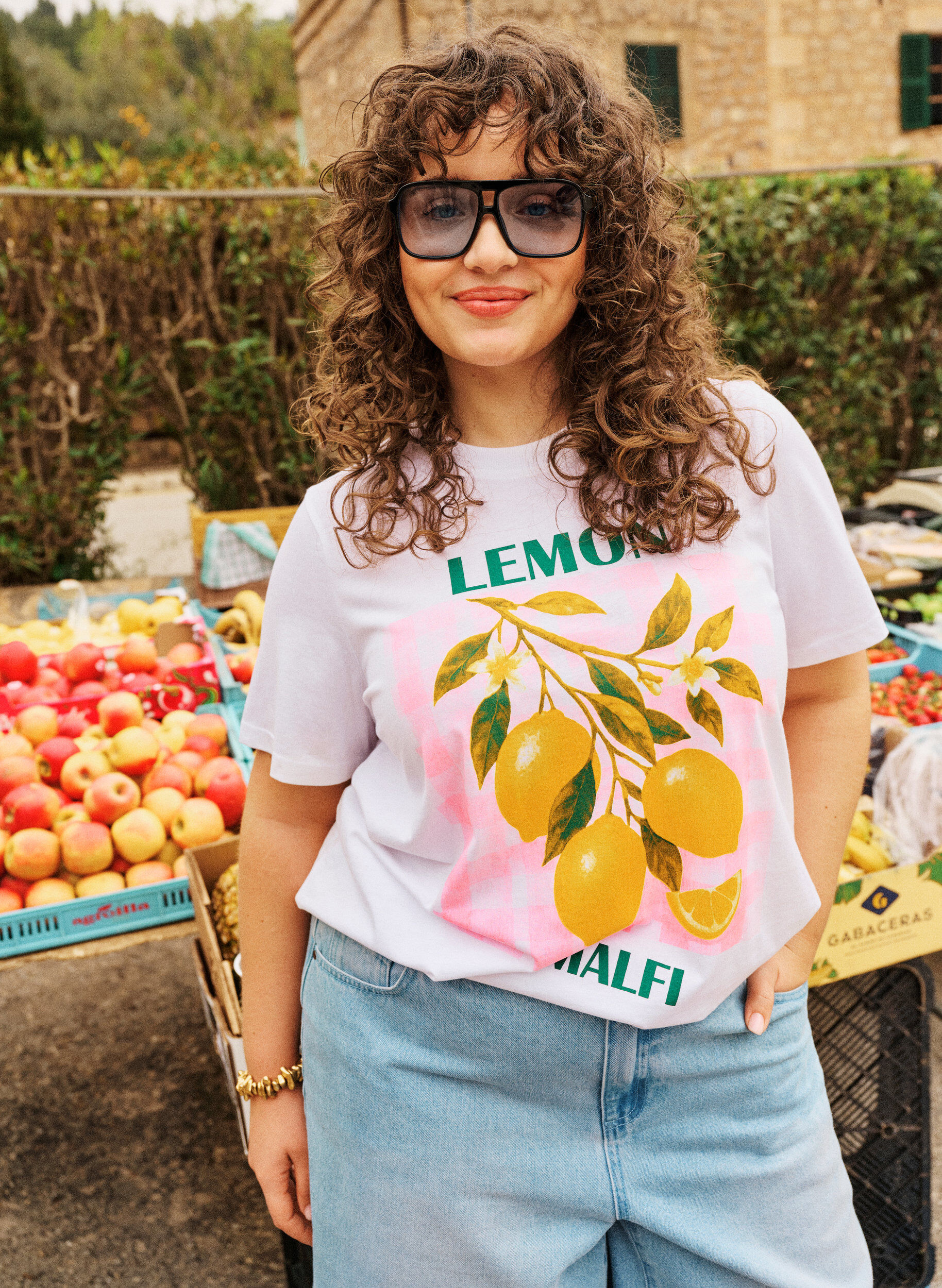 ZizziT-shirt i bomuld med print, Hvid, Image image number 0