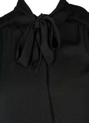 Skjorte med let pufærme og binde detalje, Black, Packshot image number 2