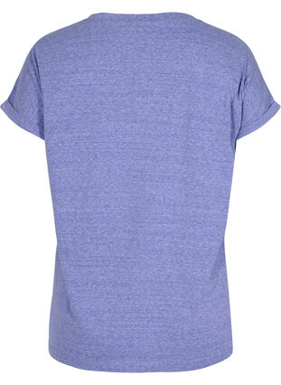 Meleret t-shirt i bomuld, Dazzling Blue Mel, Packshot image number 1