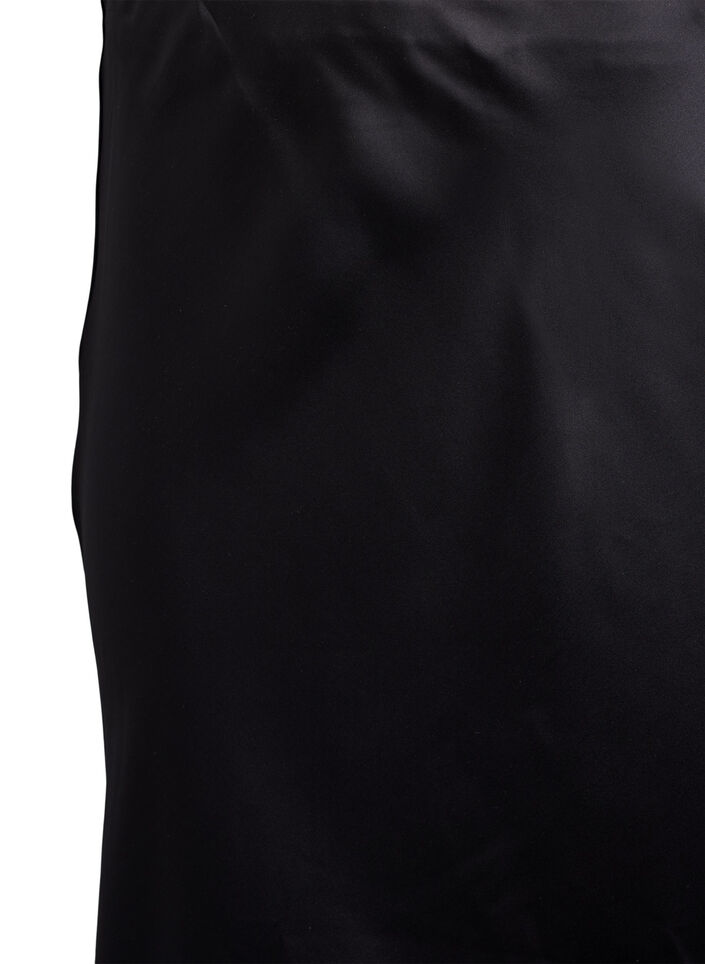 Satin midi-nederdel, Sort, Packshot image number 2