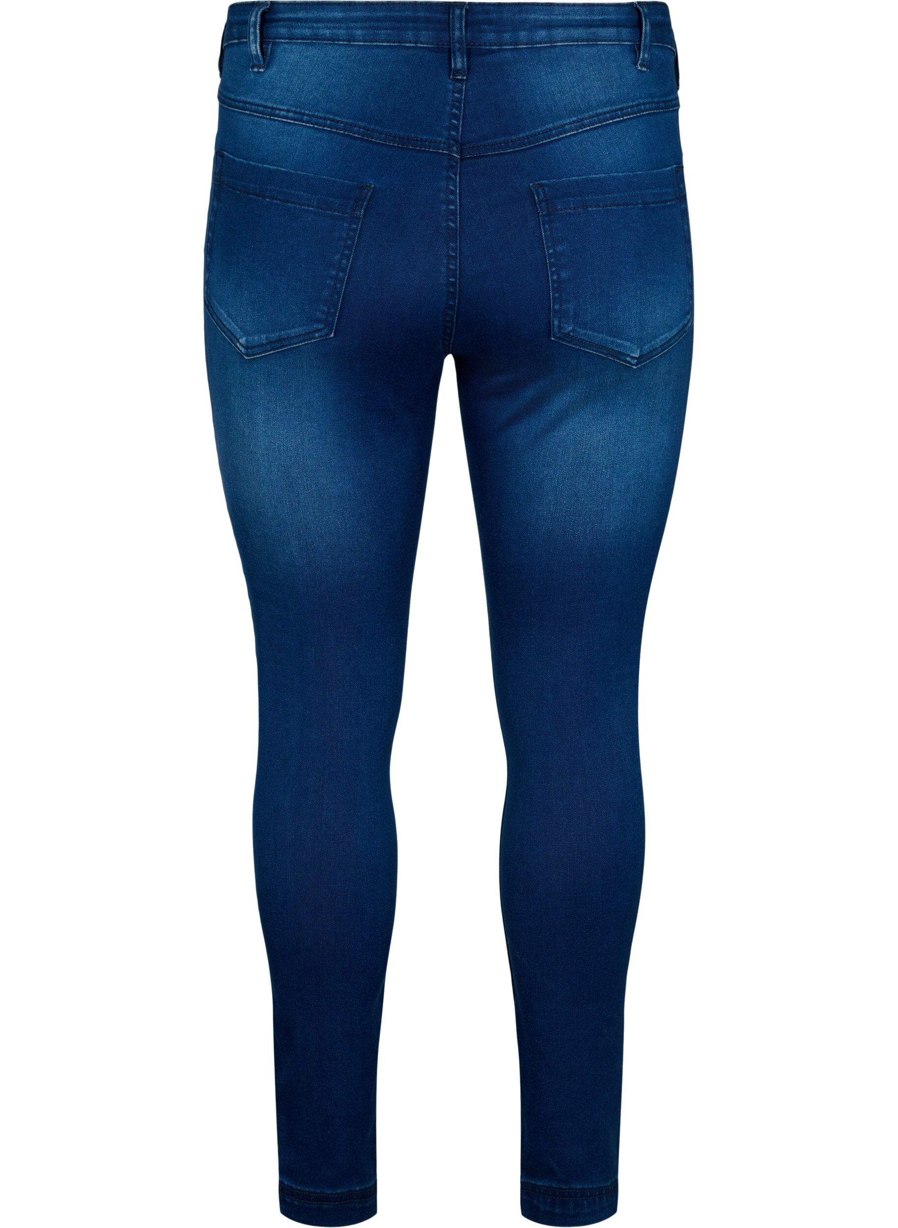 ZizziSuper slim Amy jeans med h&oslash;j talje, Blue Denim, Packshot image number 1