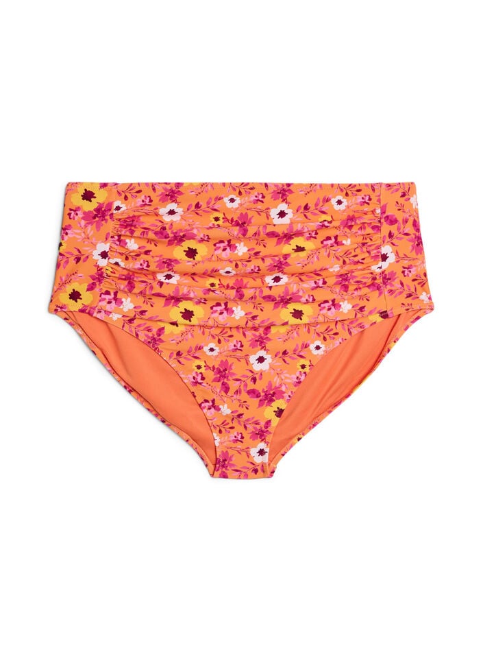 H&oslash;jtaljet bikinitrusse med m&oslash;nster, Orange, Packshot image number 0